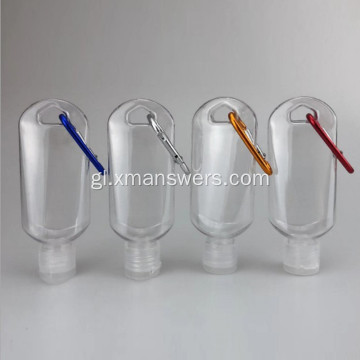 Botellas de viaxe Botellas desinfectantes de mans recargables con gancho